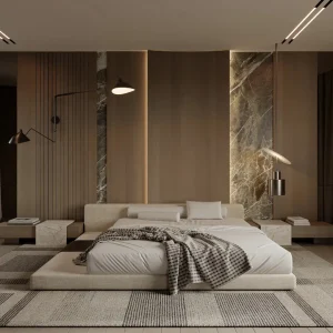 Modern Low-Profile Italian Upholstered Bed
