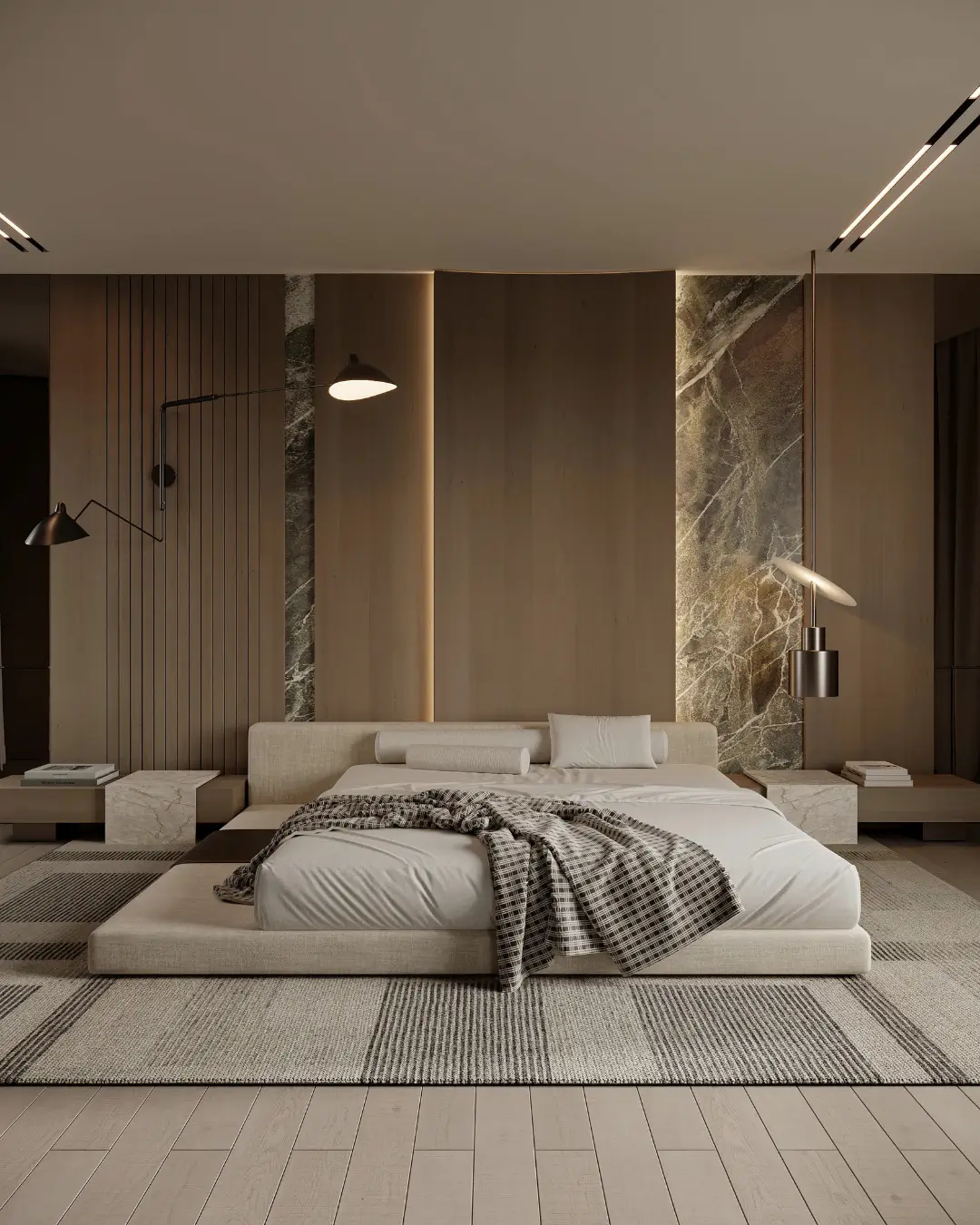 Modern Low-Profile Italian Upholstered Bed