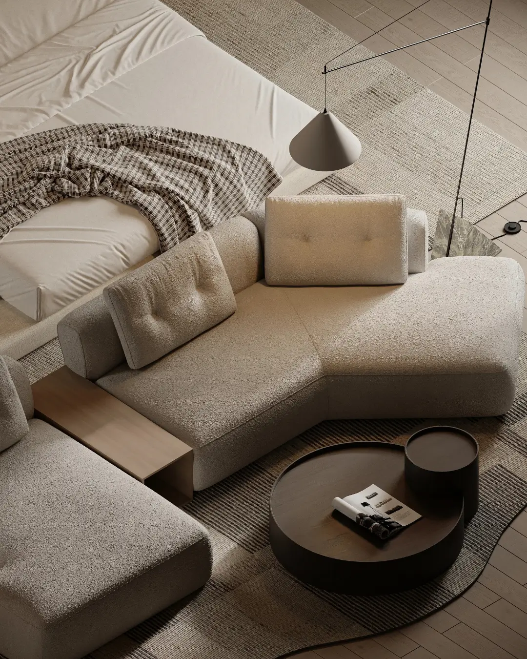 Luxury Curved Modular Bouclé Sectional Sofa