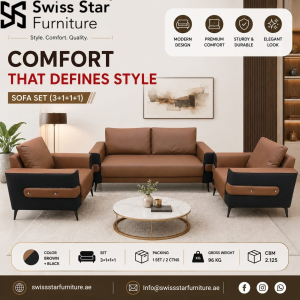 Brown and Black Lounge Sofa Set
