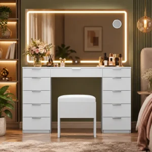 Cosmetics Vanity Desk with 11 Drawers