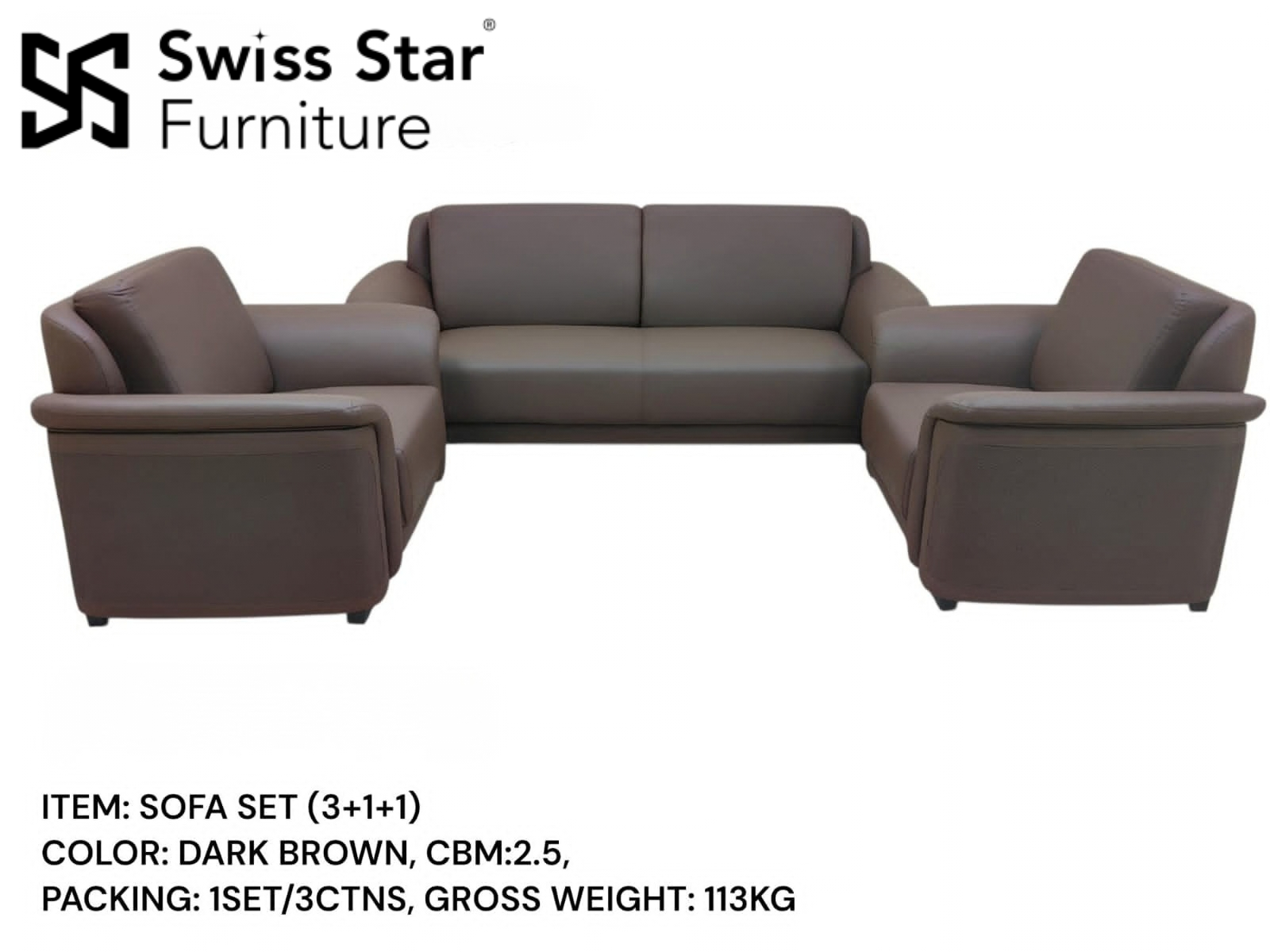Dark Brown PU Sofa Set