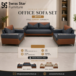 Blue and Brown Office Sofa Set