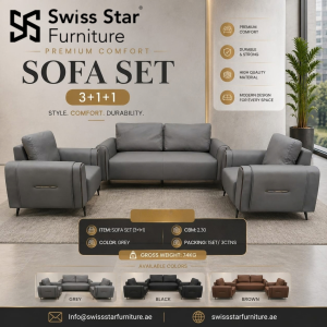 Grey Leatherette Sofa Set
