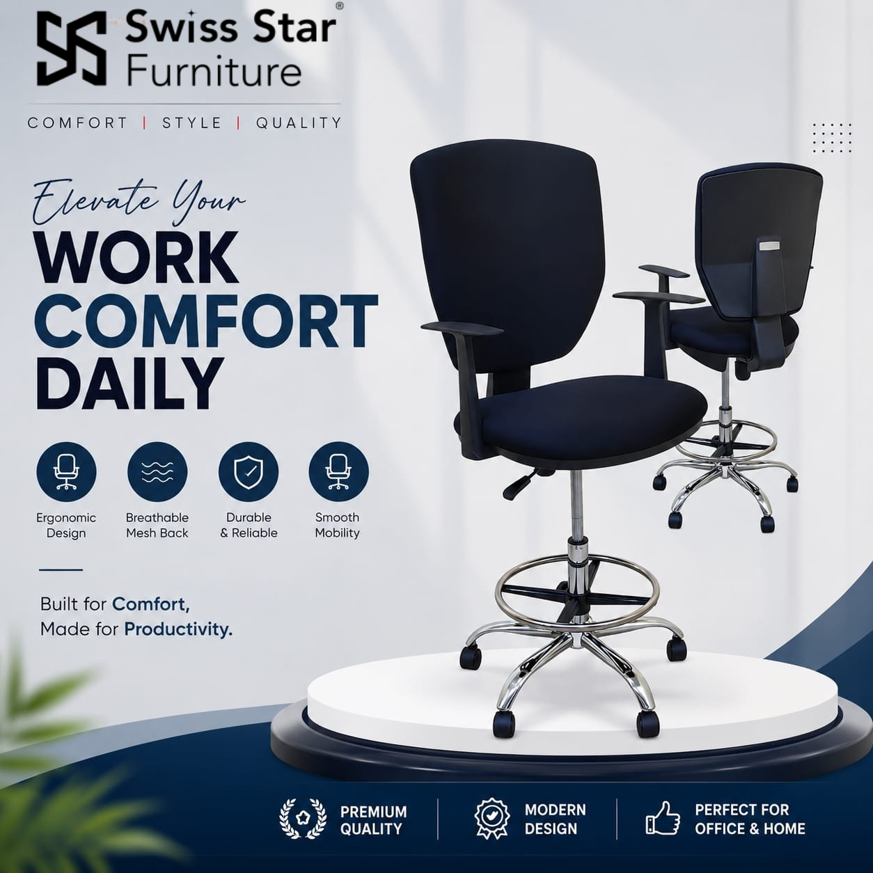 Tall Mesh Drafting Chair
