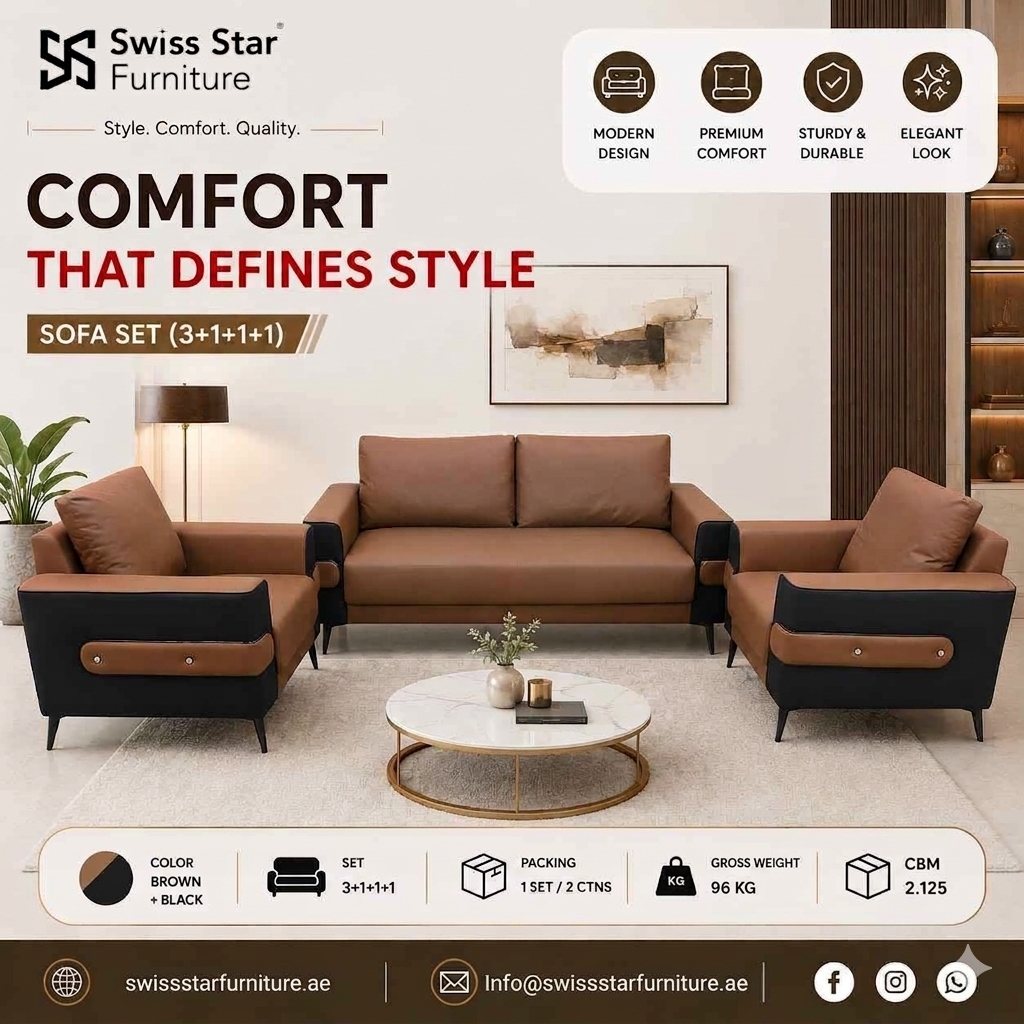 Premium Leatherette 6 Seater Sofa Set